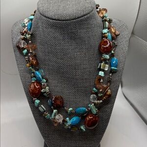 Beads Glass Beads and Agate Necklace Multi Strand Necklace